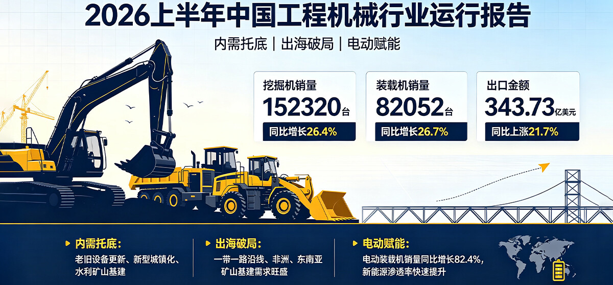 中国工程机械工业协会发布 2026 上半年行业运行数据，出口持续高增